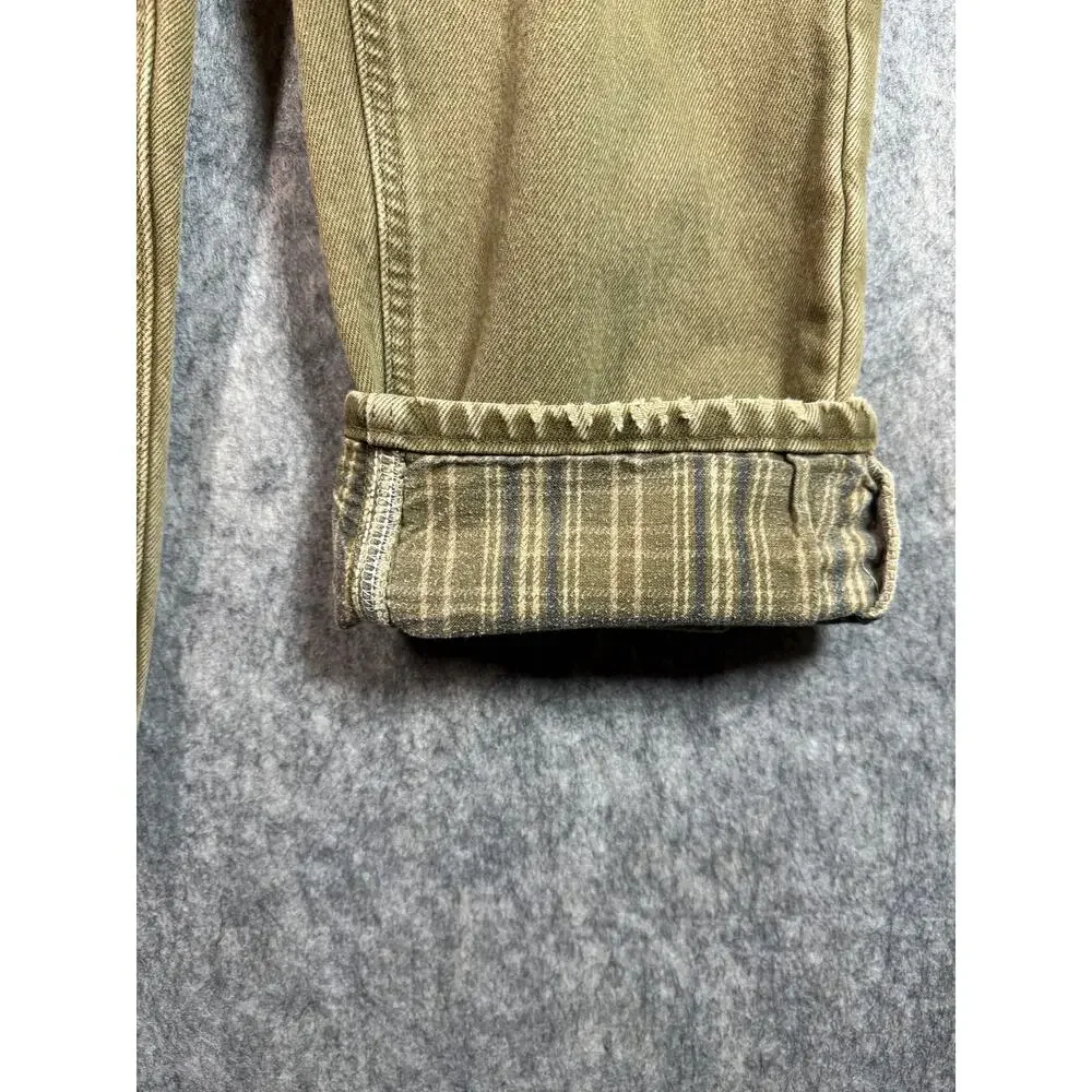 Vintage Carhartt Mens B162 BRK Flannel Lined Tan Brown Denim Pants 34x30
